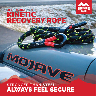 Offroading Gear Kinetic Recovery & Tow Rope | Elastic Snatch Strap | Heavy Duty Loops |