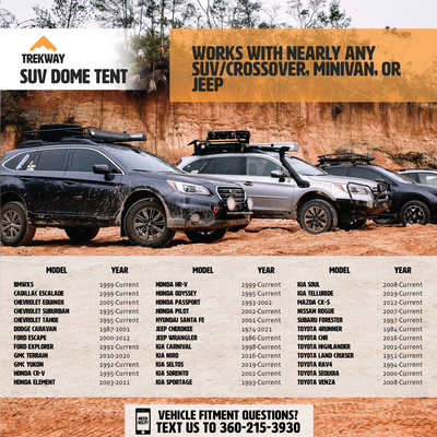 Trekway SUV Dome Tent for Subaru Outback/Forester, Rav4, 4Runner, Etc