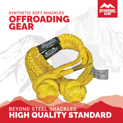 Offroading Gear Set of Two Synthetic Soft Rope Shackles w/Free Storage Bag