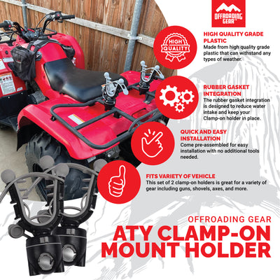 Offroading Gear ATV Clamp-on Gun Mount Holder Rubber Straps |UTV|Bikes|Carts|Boats - Set of 2