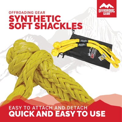 Offroading Gear Set of Two Synthetic Soft Rope Shackles w/Free Storage Bag