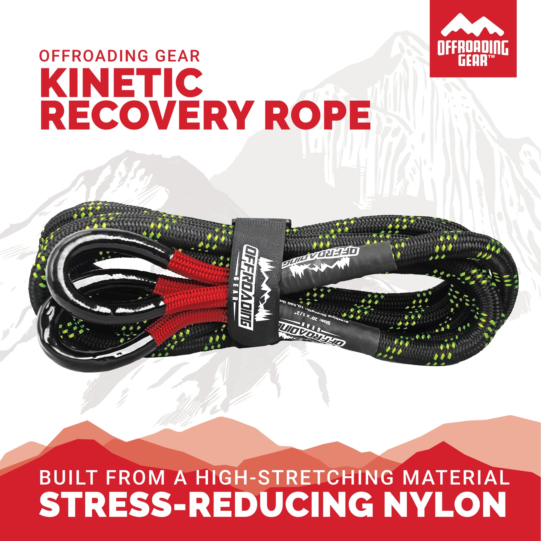 Recovery Toe Rope Offroading Gear Kinetic Recovery & Tow Rope | Elastic Snatch Strap | H ...