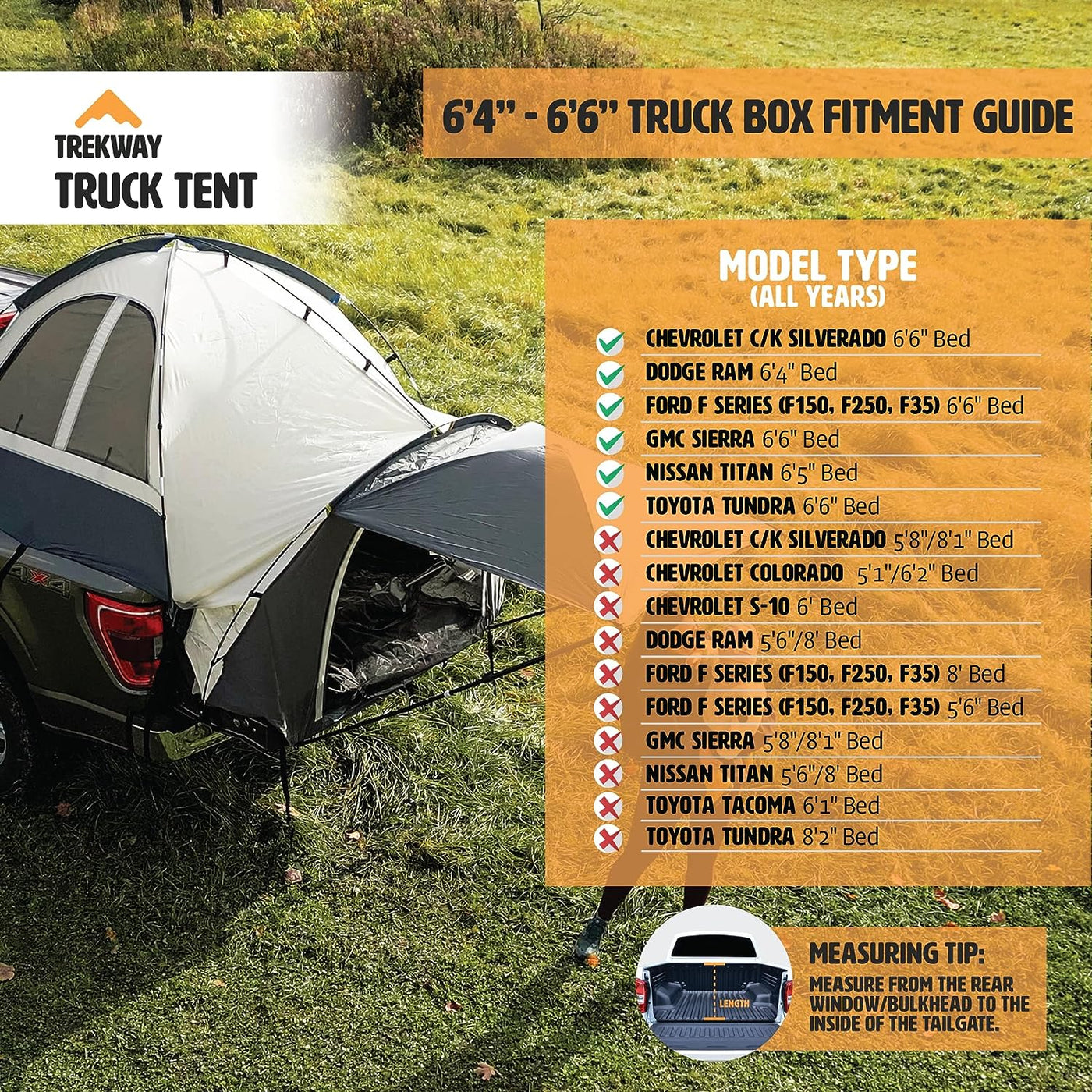 Offroading Gear Truck Bed Tent, 6.5' Box Length WITHOUT Awning