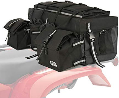 ATV Rear Bag with Rain Cover and Insulated Cooler Bags Black