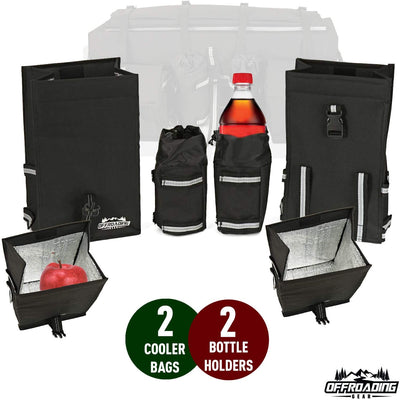 ATV Rear Bag with Rain Cover and Insulated Cooler Bags Black