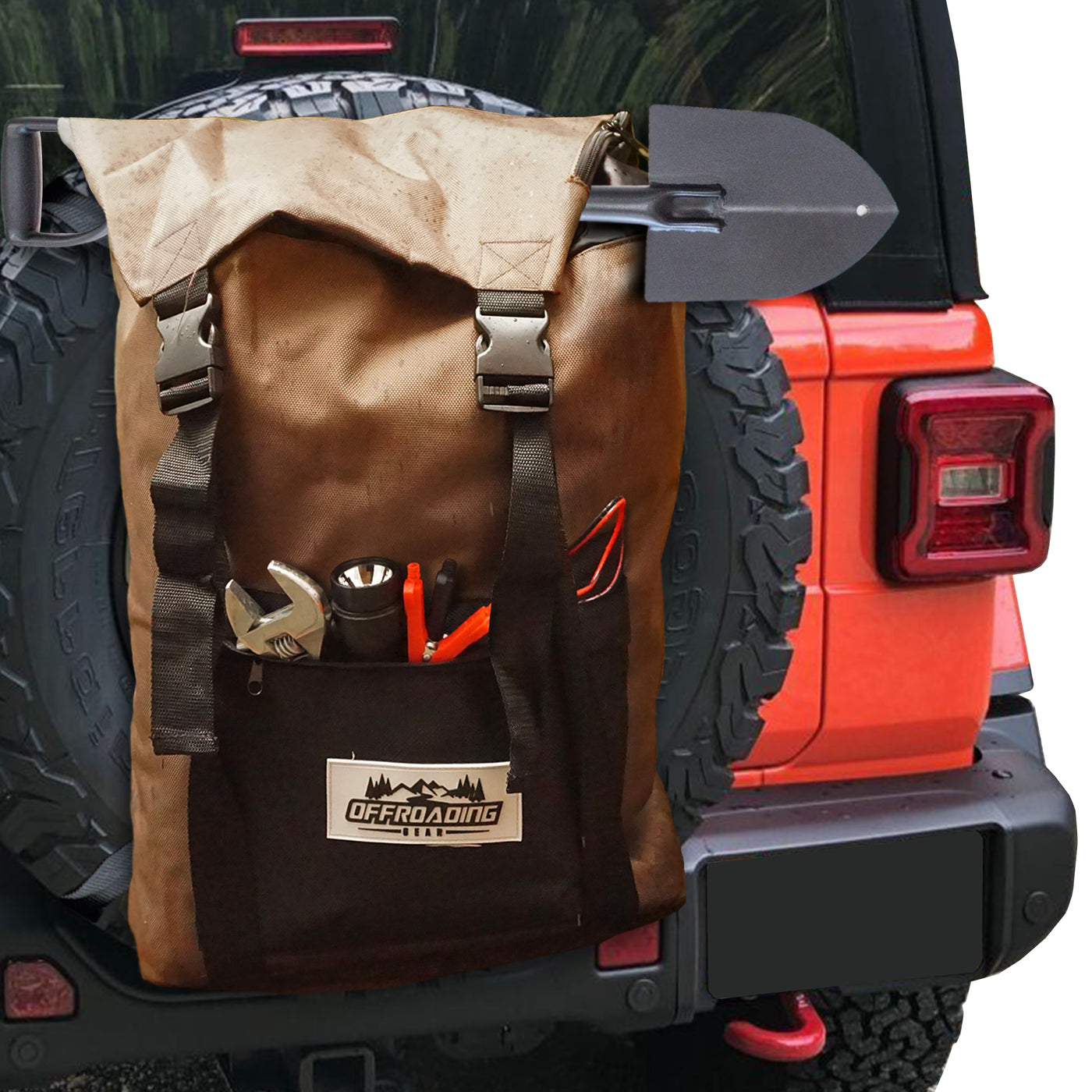Spare Tire Trash and Rear Gear Bag w/Seat Organizer & Backpack | Off-road Accessory For Jeep/SUV/RV/Overland…